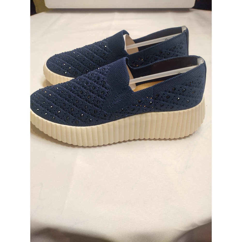 White Mountain Dyles Navy Blue Rhinestone Knit Platform Slip On Sneakers 6.5 - Picture 4 of 8